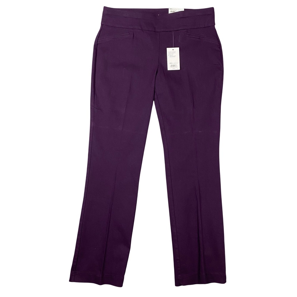 Croft & Barrow Effortless Stretch Mid Rise Bootcut Pants Womens 8 Purple NWT